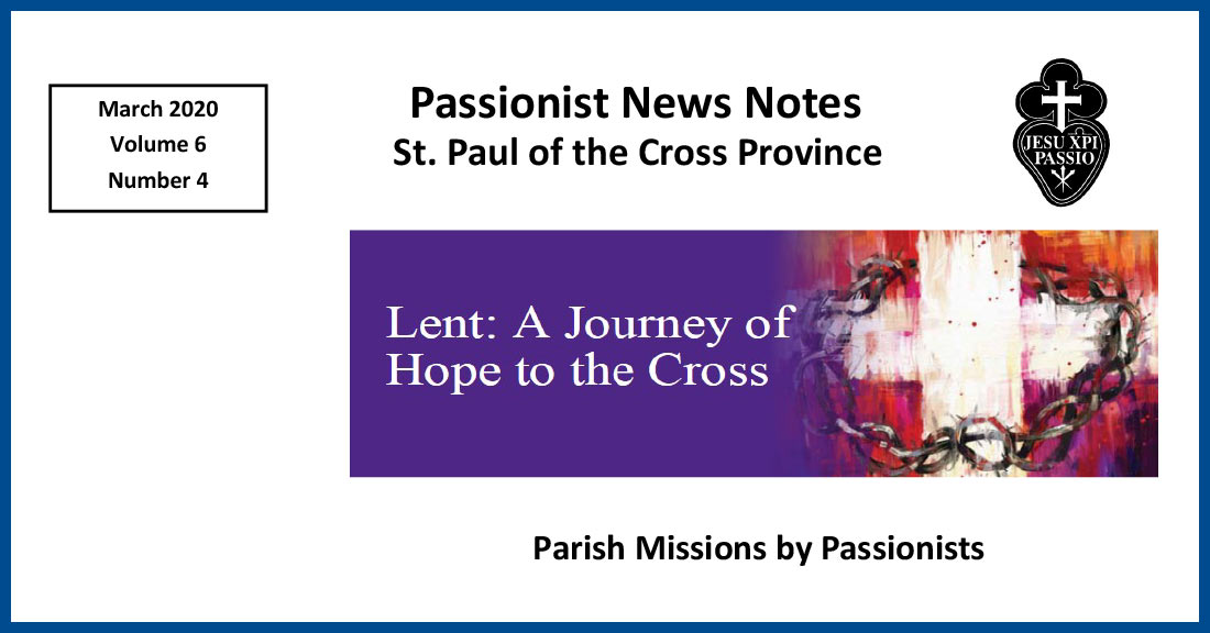 Passionist News Notes March 2020 Passiochristi Passionist News Notes March 2020 Passiochristi